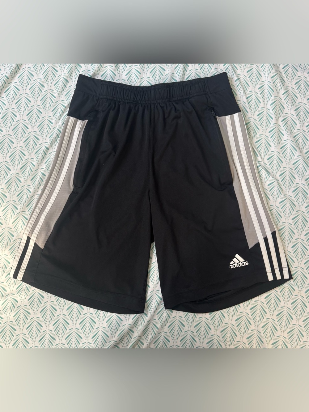 adidas Black Shorts with Gray Side Stripes